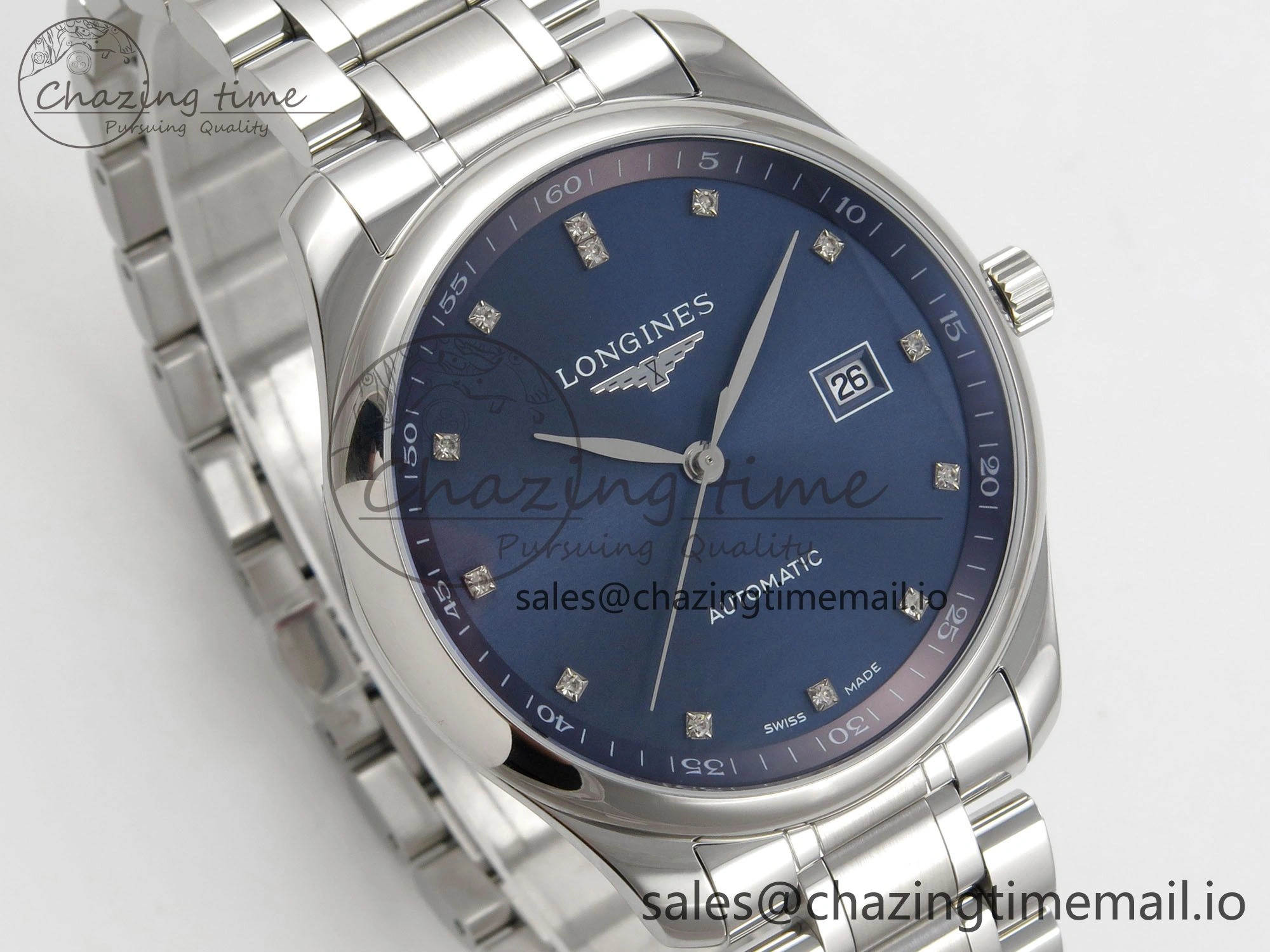 Unisex Master Collection 40mm SS AF 1:1 Best Edition Blue Dial on Stainless steel bracelet A 7535