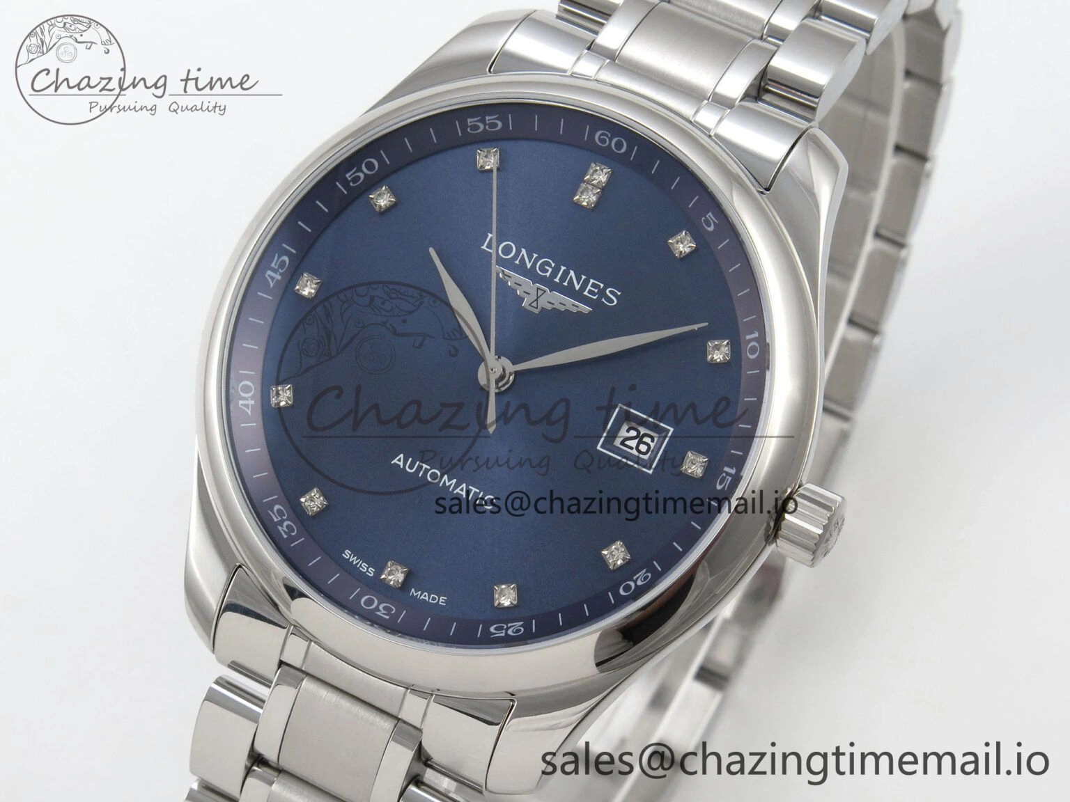 Unisex Master Collection 40mm SS AF 1:1 Best Edition Blue Dial on Stainless steel bracelet A 7535