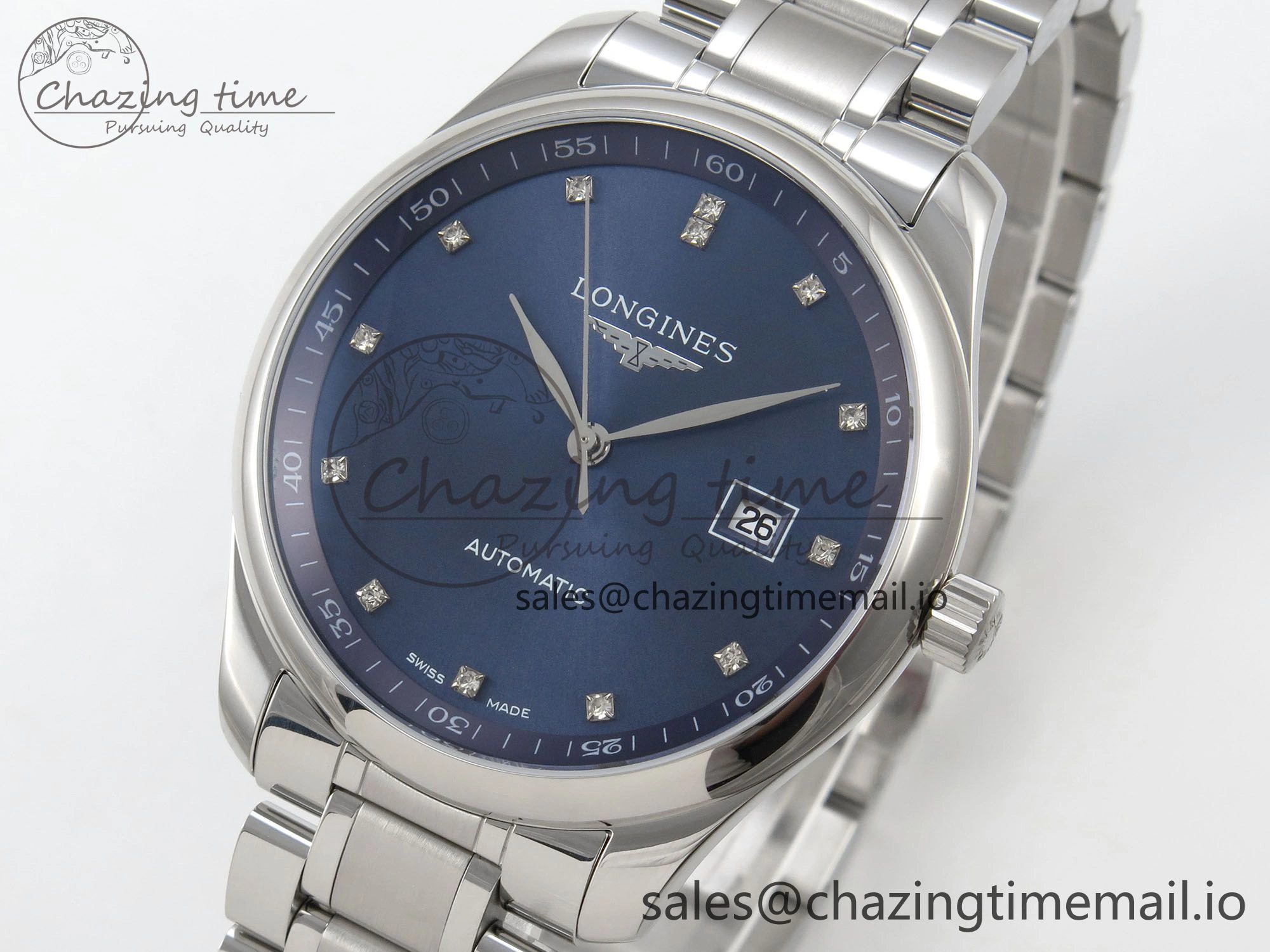 Unisex Master Collection 40mm SS AF 1:1 Best Edition Blue Dial on Stainless steel bracelet A 7535