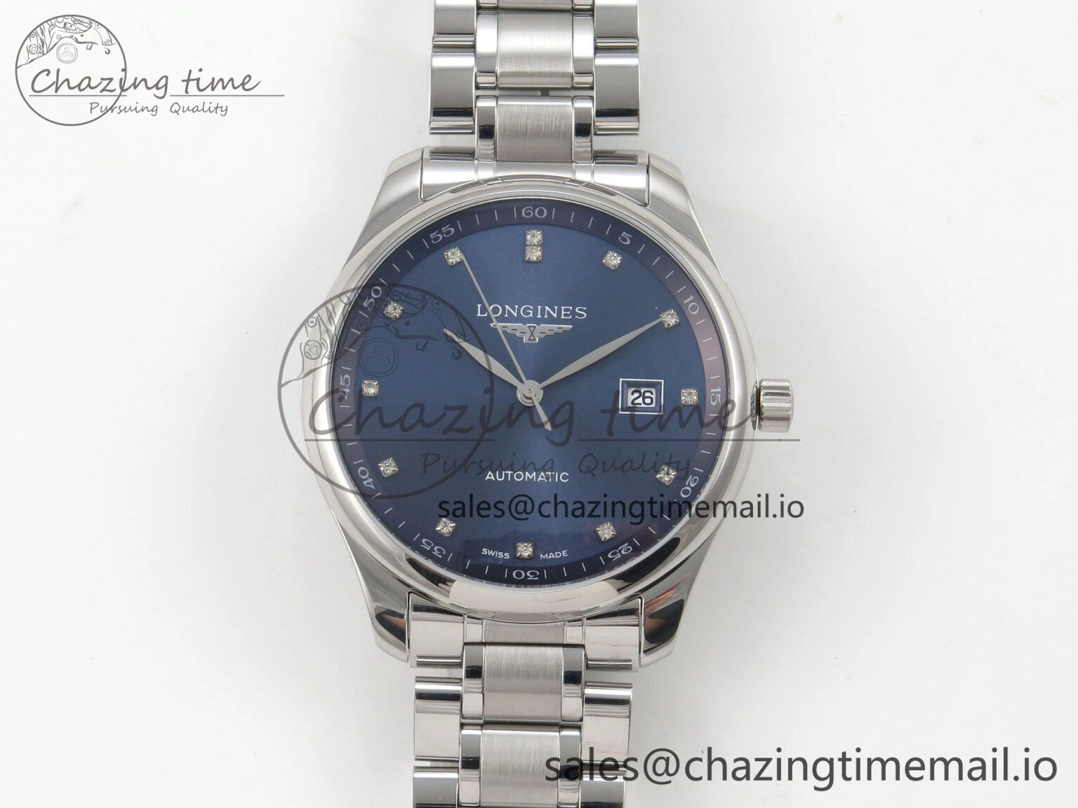 Unisex Master Collection 40mm SS AF 1:1 Best Edition Blue Dial on Stainless steel bracelet A 7535
