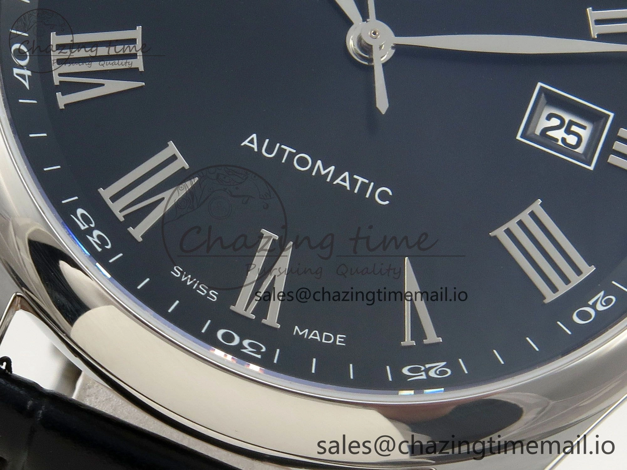 Master Collection 40mm SS AF 1:1 Best Edition Blue Roman Dial on Black Leather Strap A UrbanStyle 7529