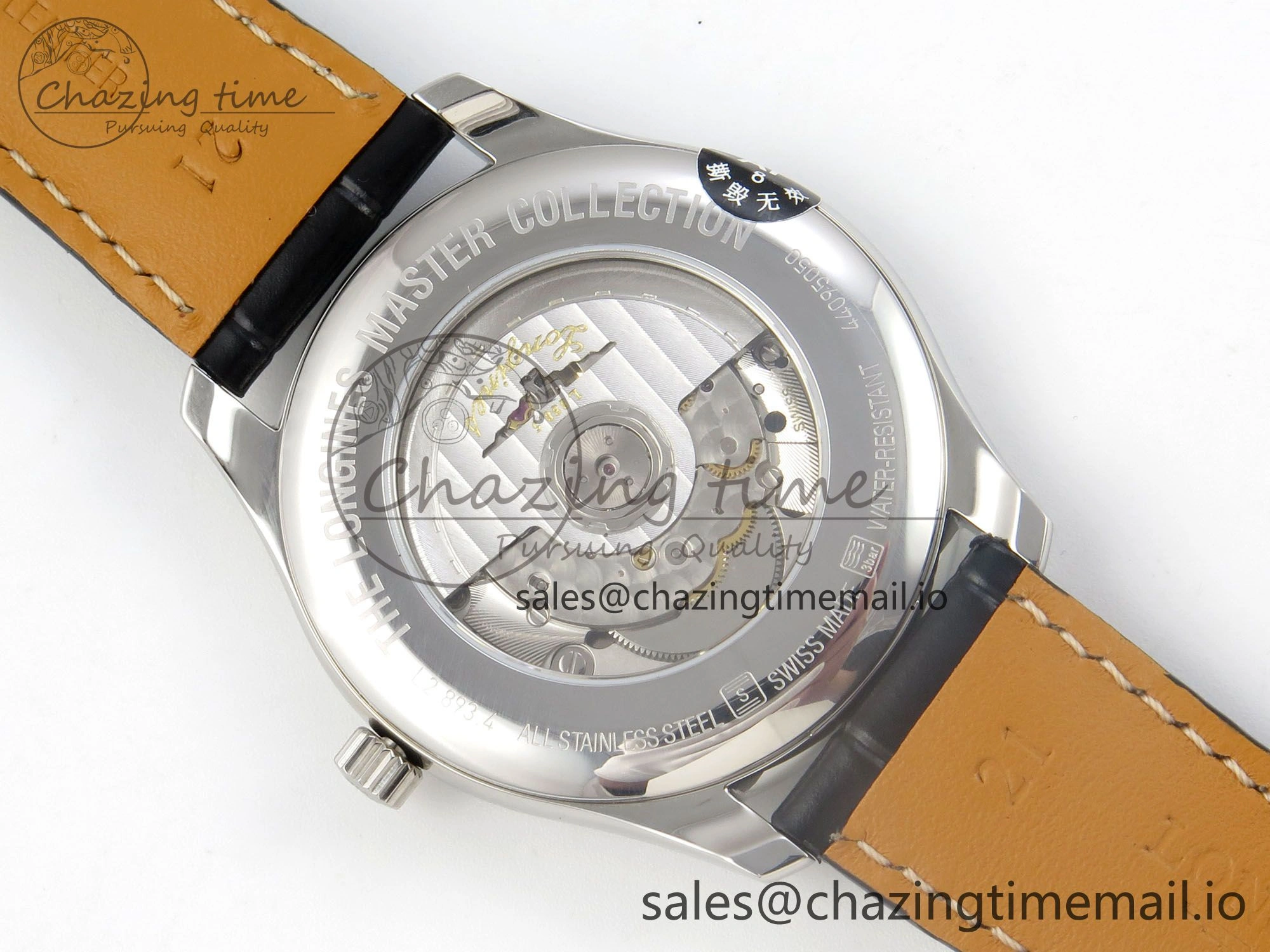 Master Collection 40mm SS AF 1:1 Best Edition Blue Roman Dial on Black Leather Strap A UrbanStyle 7529