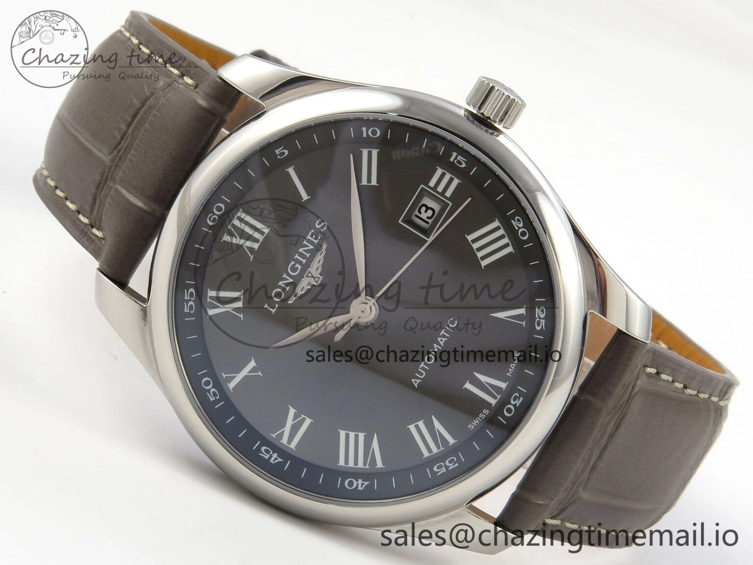 WaterResistant Master Collection 40mm SS AF 1:1 Best Edition Gray Roman Dial on Brown Leather Strap A 7541