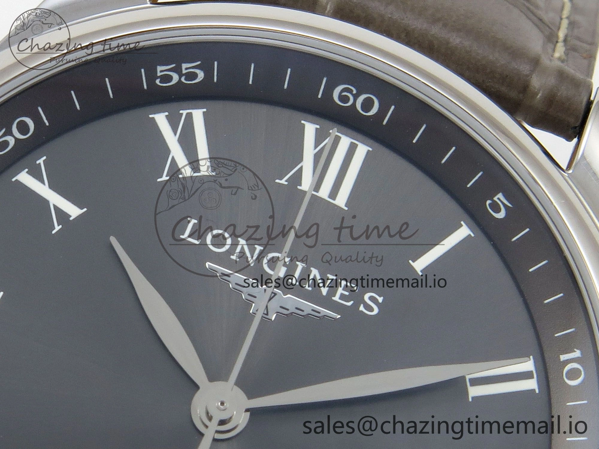 WaterResistant Master Collection 40mm SS AF 1:1 Best Edition Gray Roman Dial on Brown Leather Strap A 7541