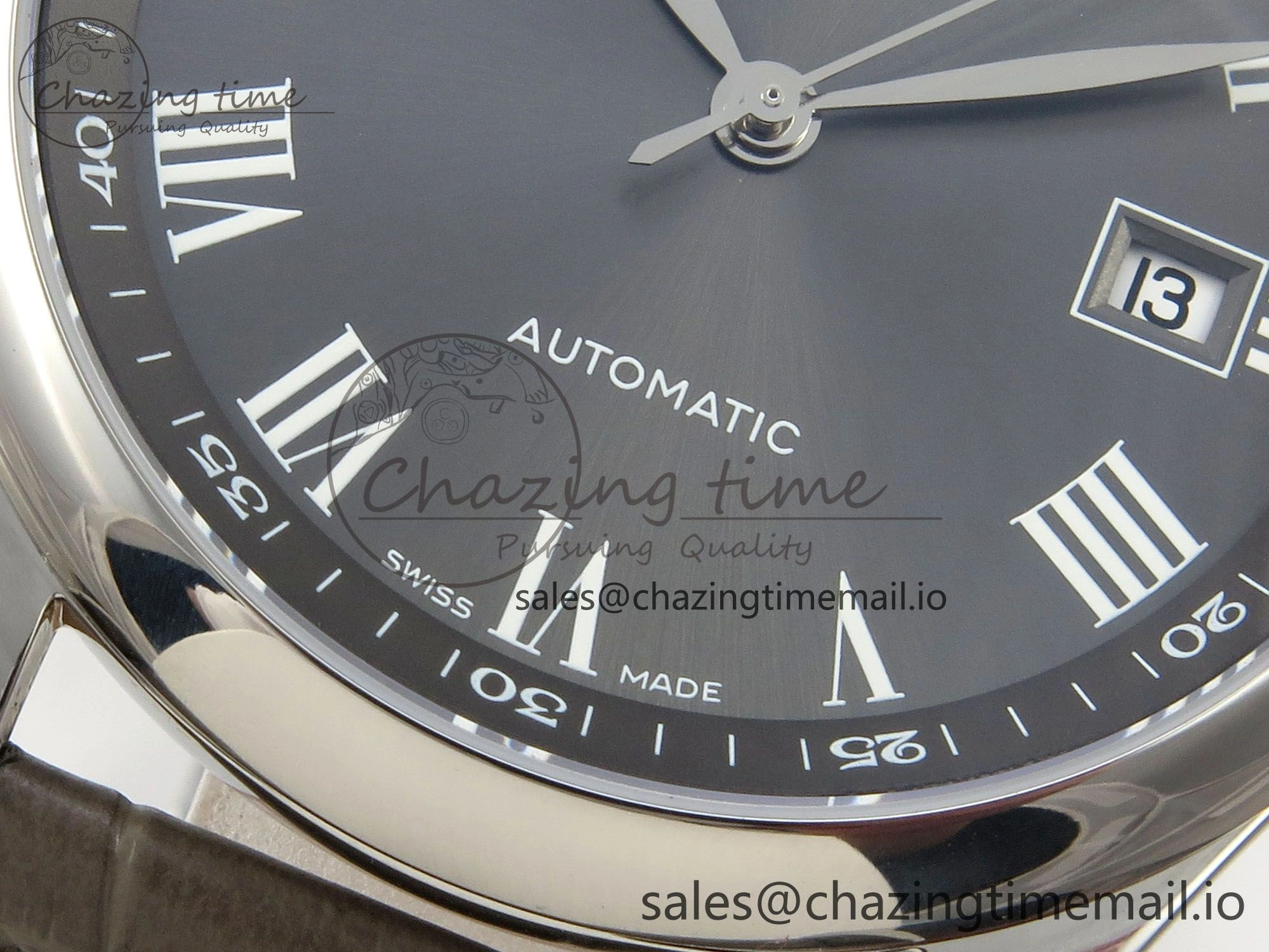 WaterResistant Master Collection 40mm SS AF 1:1 Best Edition Gray Roman Dial on Brown Leather Strap A 7541