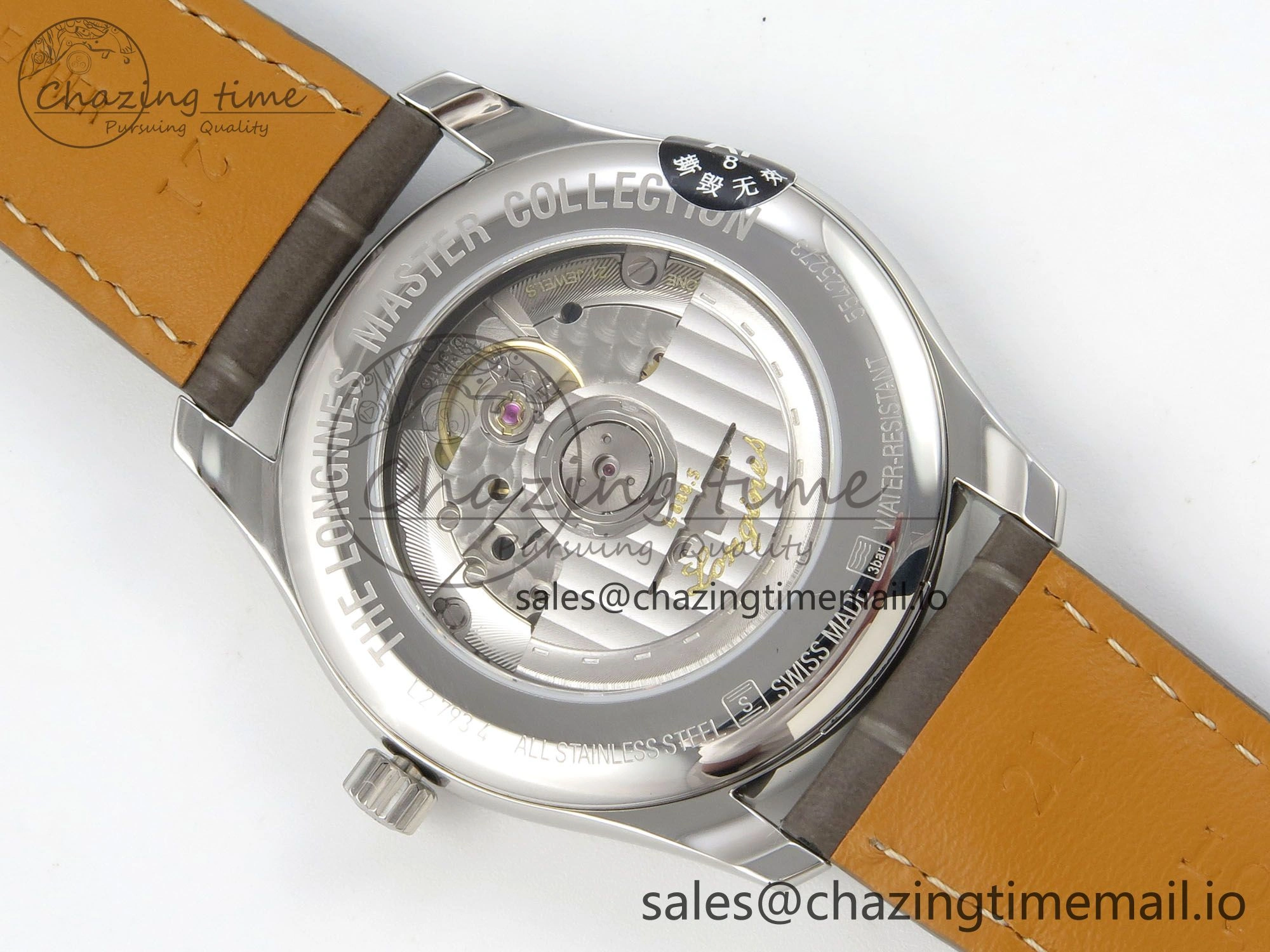 WaterResistant Master Collection 40mm SS AF 1:1 Best Edition Gray Roman Dial on Brown Leather Strap A 7541