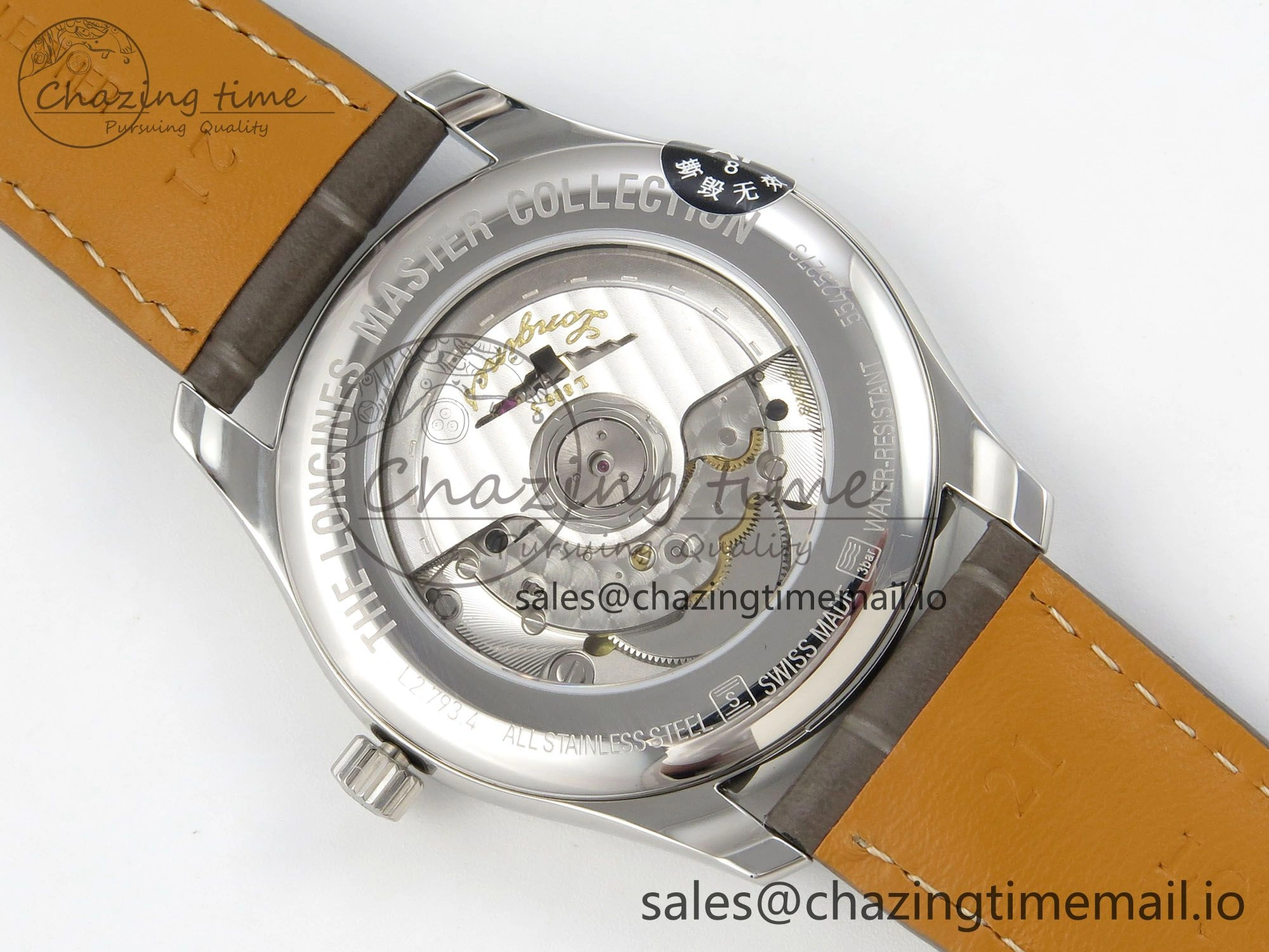WaterResistant Master Collection 40mm SS AF 1:1 Best Edition Gray Roman Dial on Brown Leather Strap A 7541