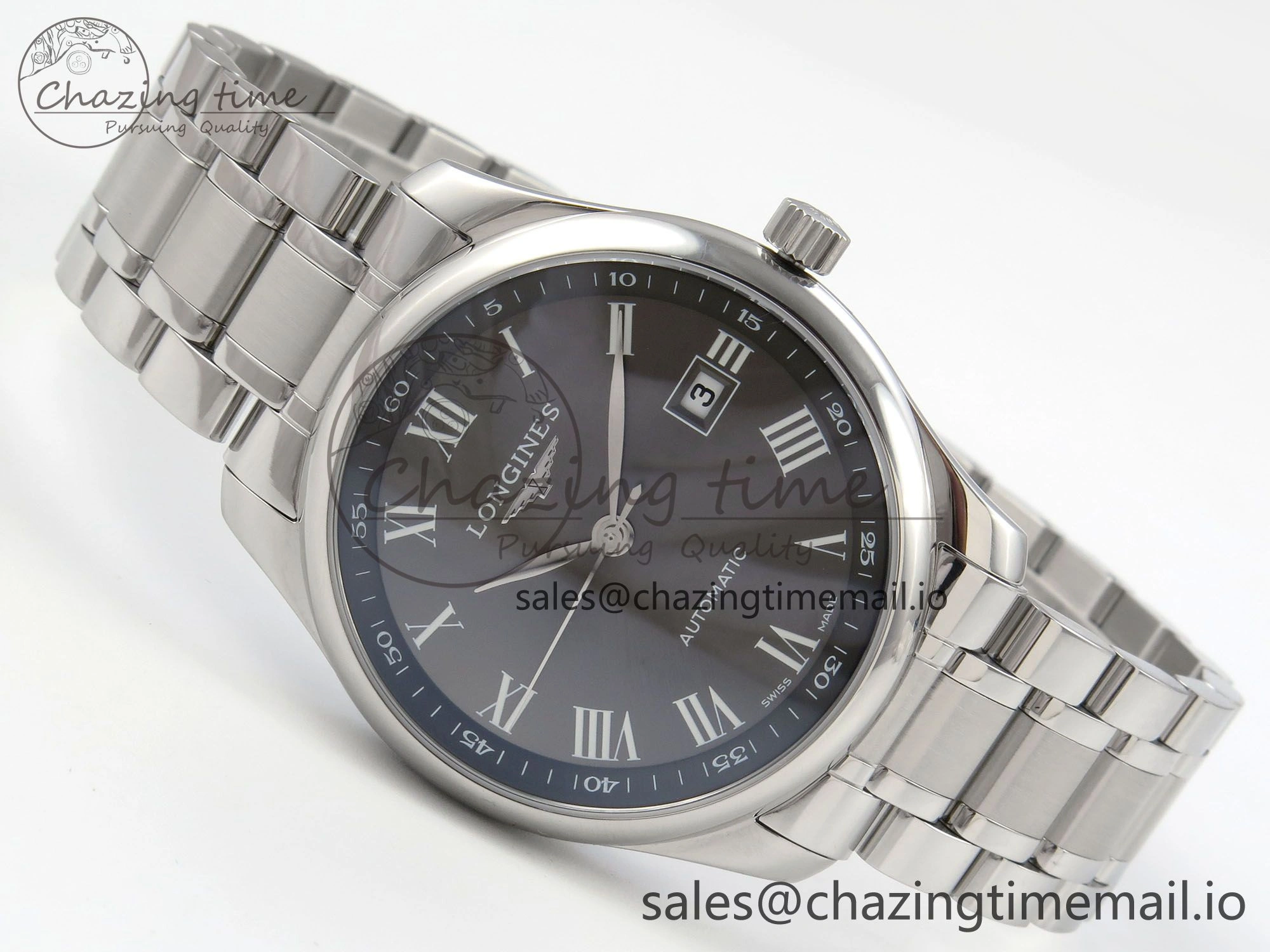 Master Collection 40mm SS AF 1:1 Best Edition Gray Roman Dial on Stainless steel bracelet A ZeroBulk 7538