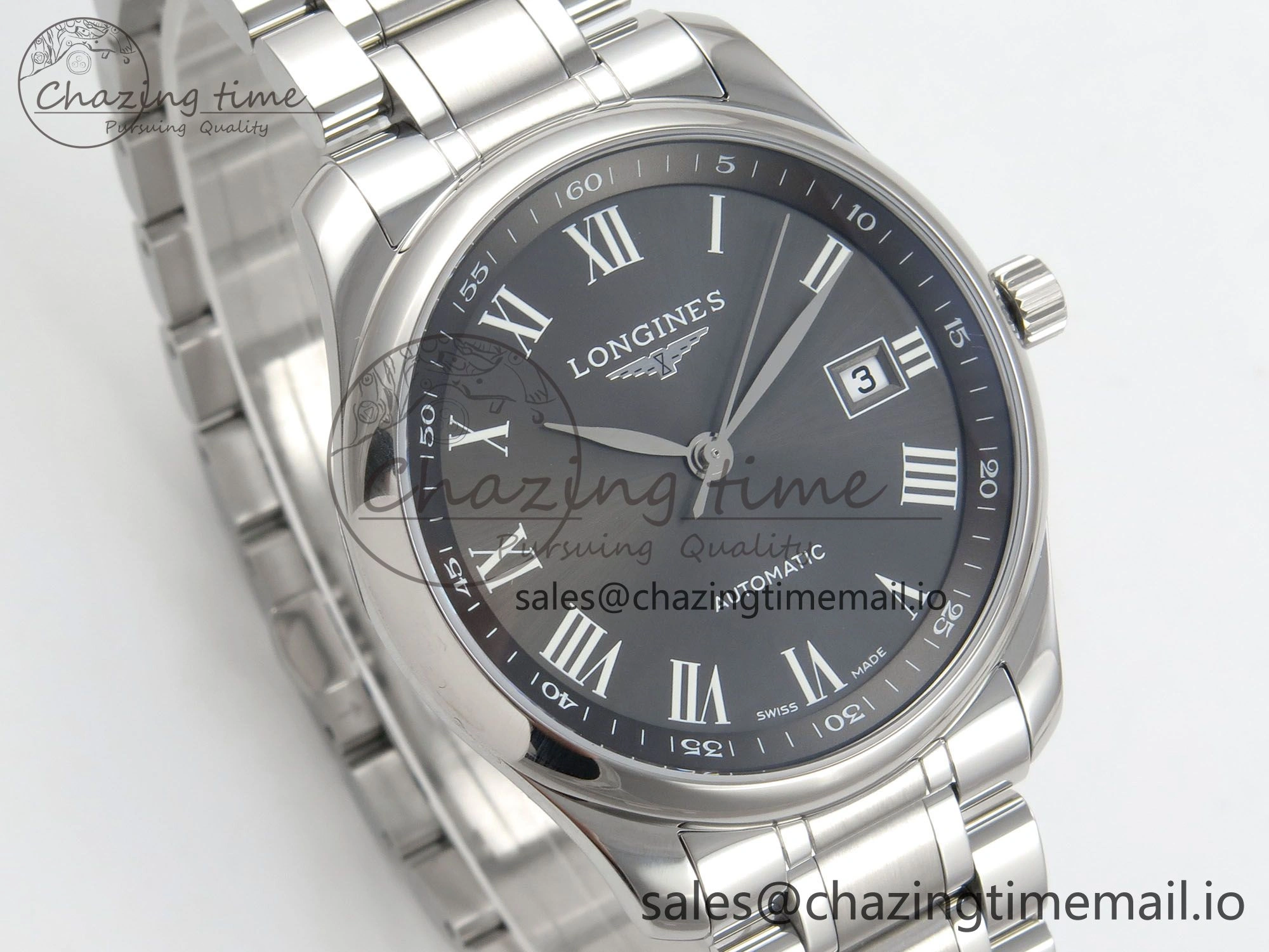 Master Collection 40mm SS AF 1:1 Best Edition Gray Roman Dial on Stainless steel bracelet A ZeroBulk 7538