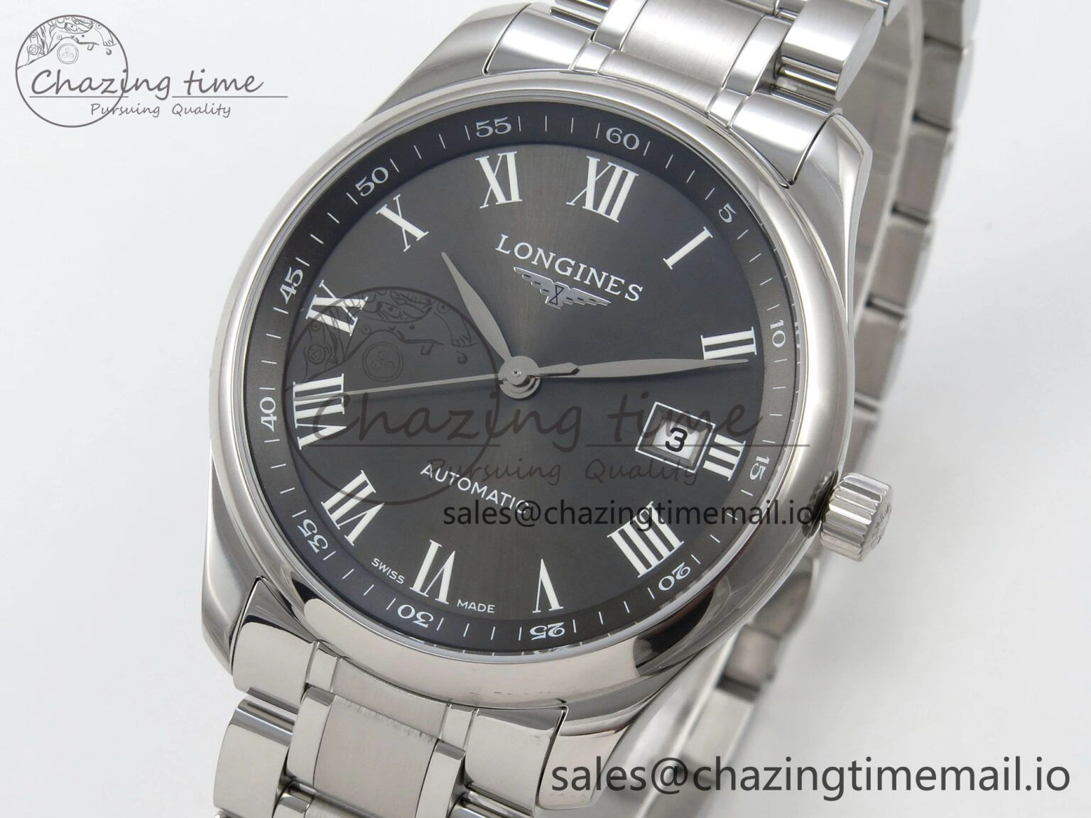 Master Collection 40mm SS AF 1:1 Best Edition Gray Roman Dial on Stainless steel bracelet A ZeroBulk 7538