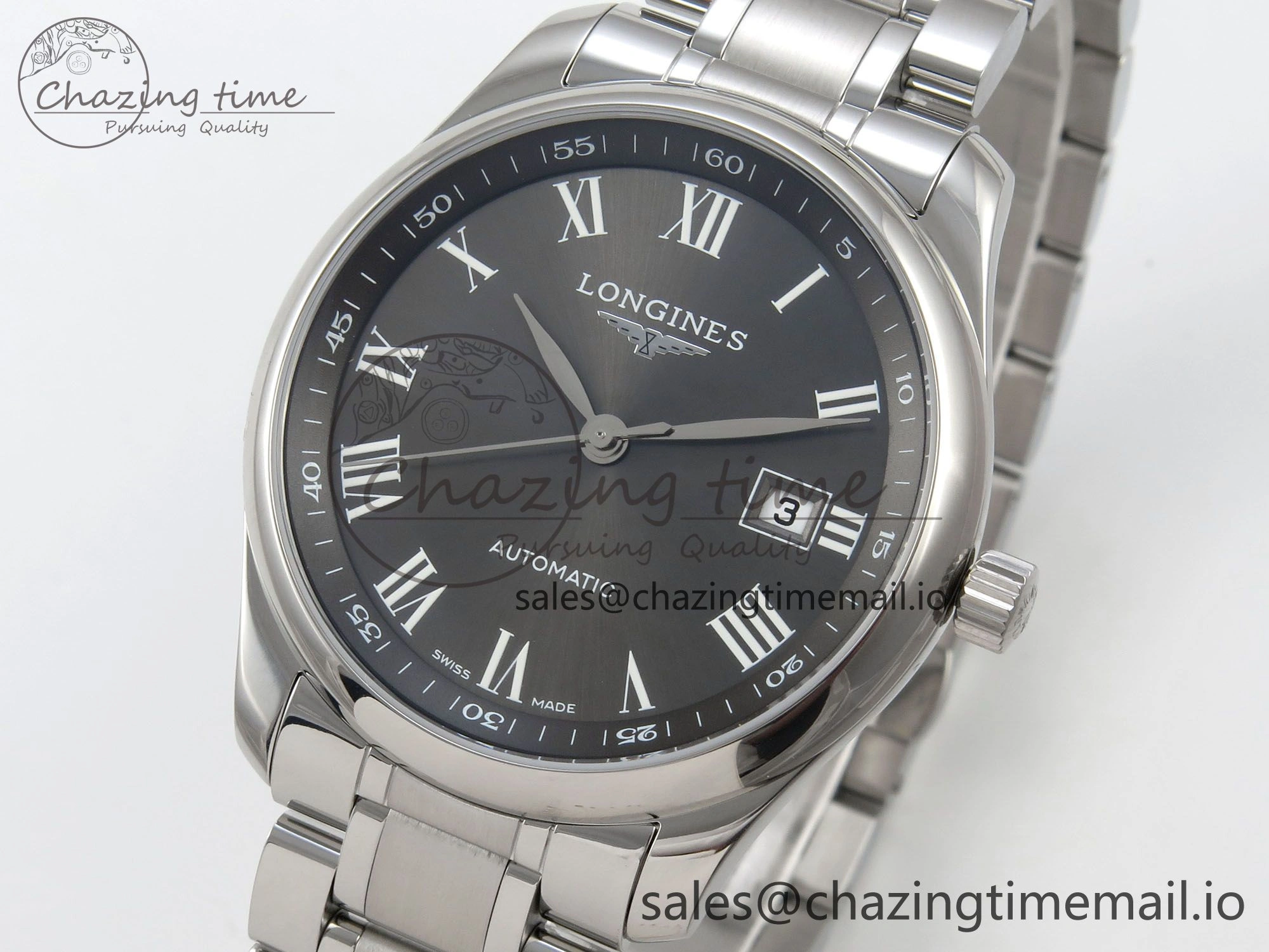 Master Collection 40mm SS AF 1:1 Best Edition Gray Roman Dial on Stainless steel bracelet A ZeroBulk 7538