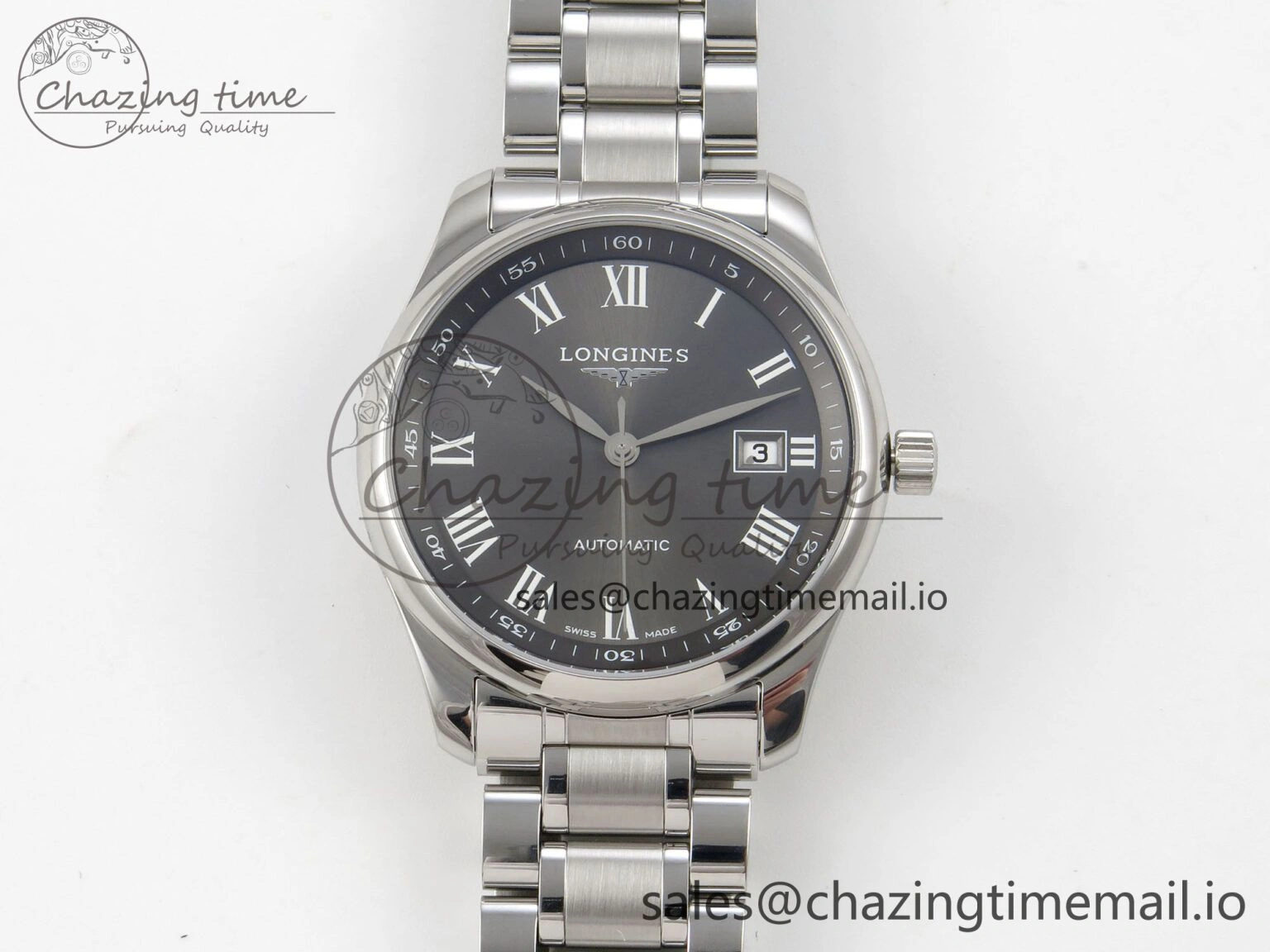 Master Collection 40mm SS AF 1:1 Best Edition Gray Roman Dial on Stainless steel bracelet A ZeroBulk 7538