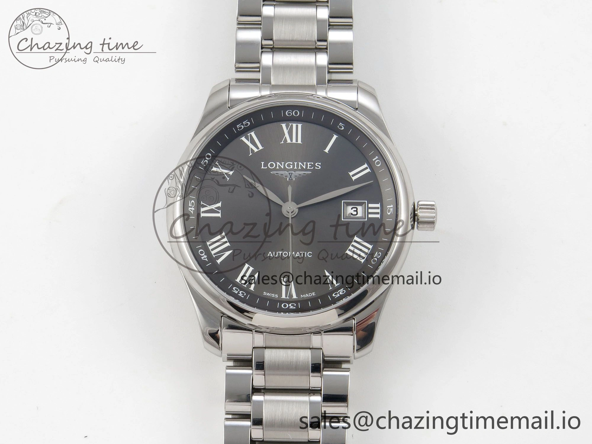 Master Collection 40mm SS AF 1:1 Best Edition Gray Roman Dial on Stainless steel bracelet A ZeroBulk 7538