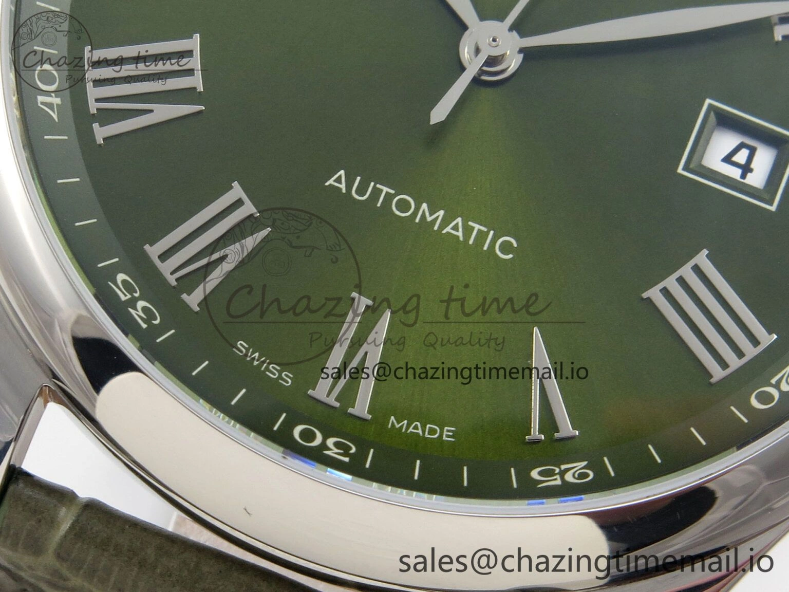 FashionForward Master Collection 40mm SS AF 1:1 Best Edition Green Roman Dial on Brown Leather Strap A 7540