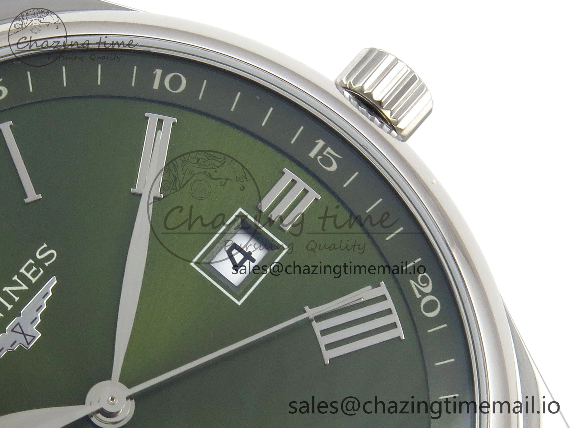 FashionForward Master Collection 40mm SS AF 1:1 Best Edition Green Roman Dial on Brown Leather Strap A 7540