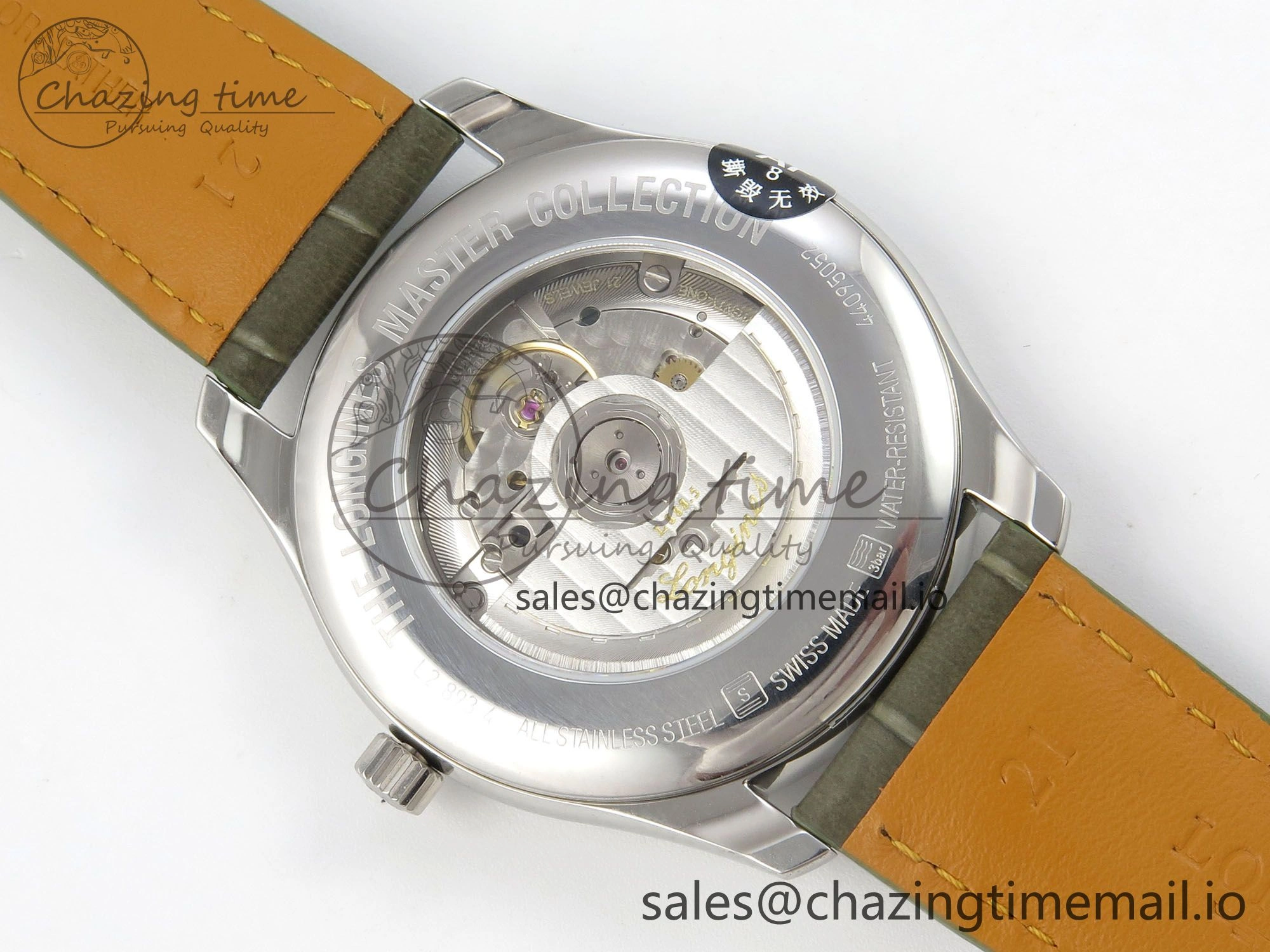 FashionForward Master Collection 40mm SS AF 1:1 Best Edition Green Roman Dial on Brown Leather Strap A 7540