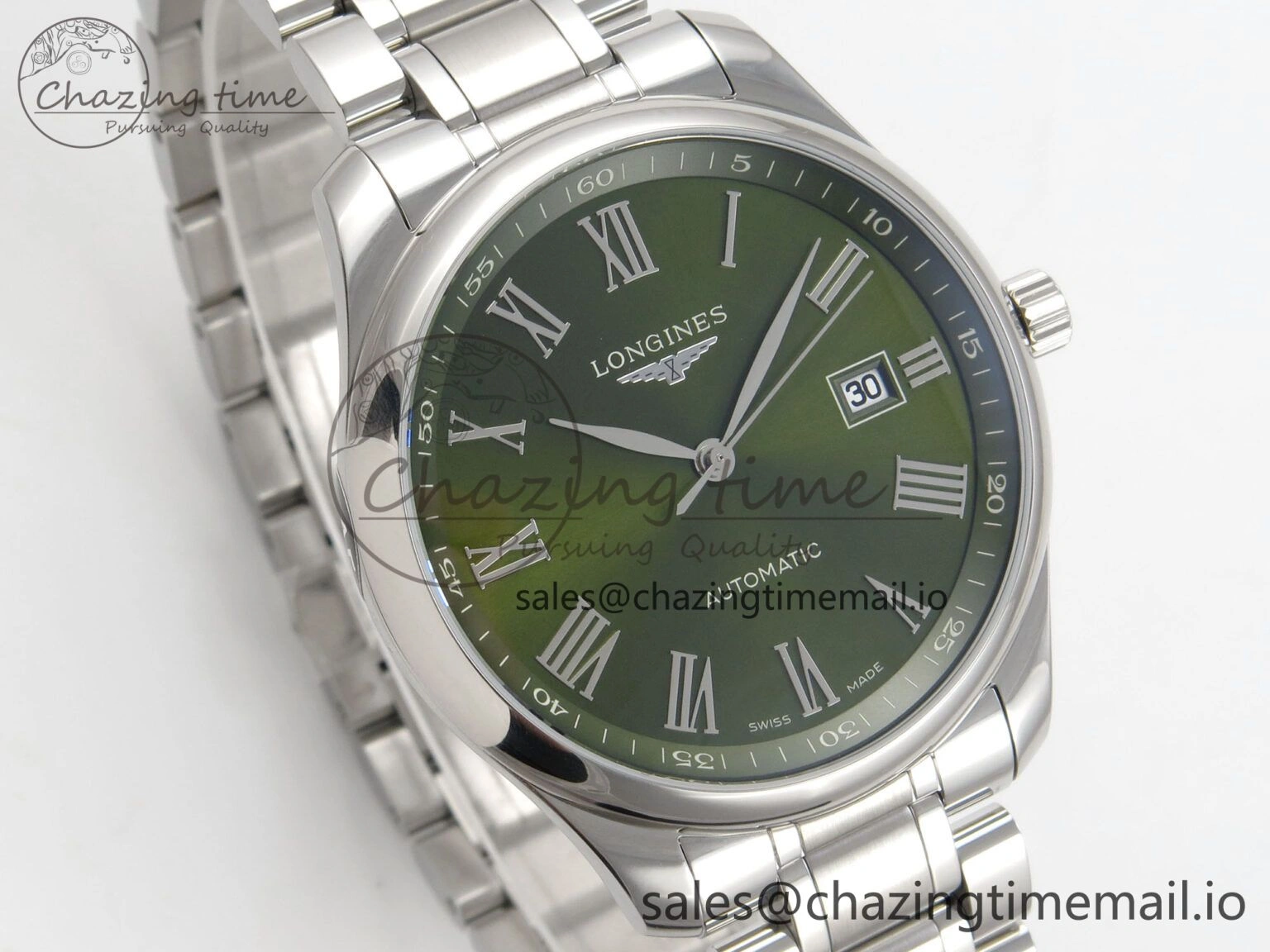 Master Collection 40mm SS AF 1:1 Best Edition Green Roman Dial on Stainless steel bracelet A Casual 7531