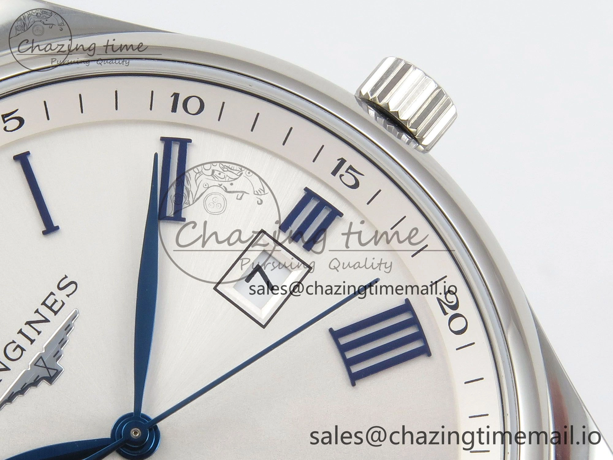 Master Collection 40mm SS AF 1:1 Best Edition White Roman Dial on Blue Leather Strap A Practical 7543