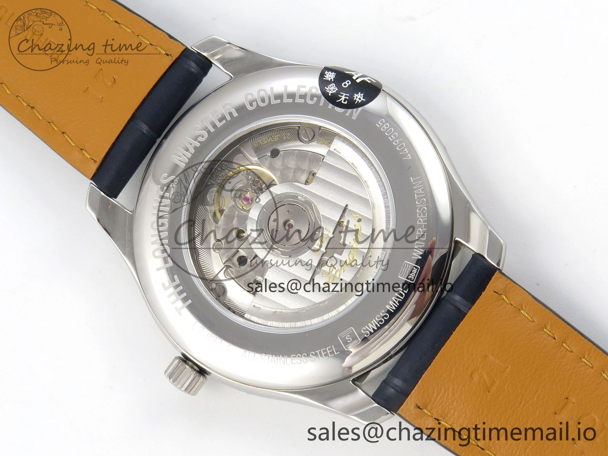 Master Collection 40mm SS AF 1:1 Best Edition White Roman Dial on Blue Leather Strap A Practical 7543