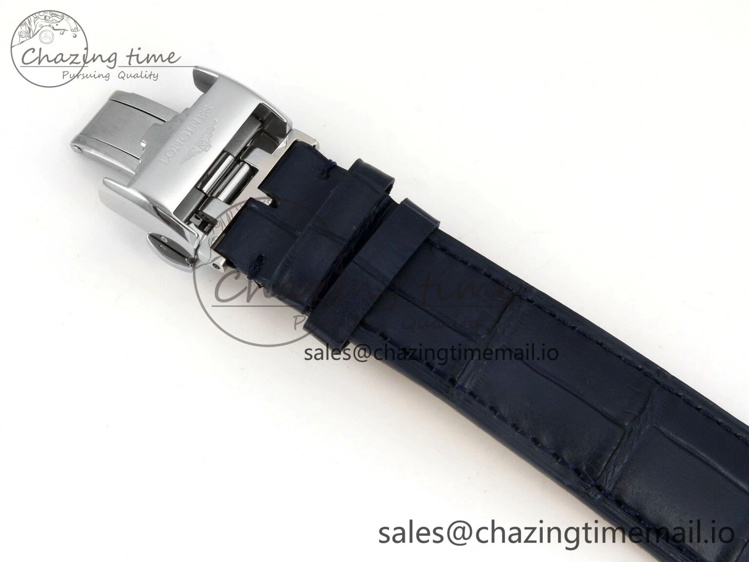 Master Collection 40mm SS AF 1:1 Best Edition White Roman Dial on Blue Leather Strap A Practical 7543