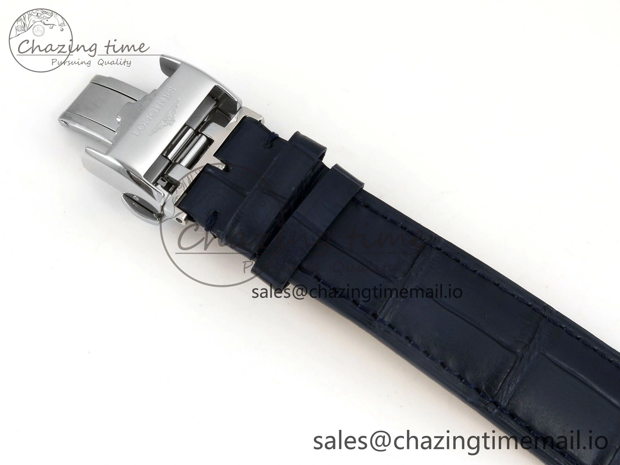 Master Collection 40mm SS AF 1:1 Best Edition White Roman Dial on Blue Leather Strap A Practical 7543