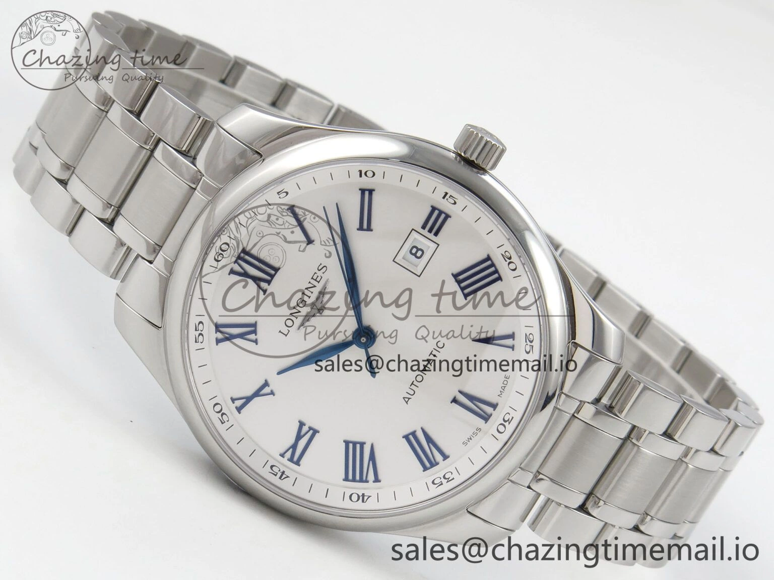 Master Collection 40mm SS AF 1:1 Best Edition White Roman Dial on Stainless steel bracelet A Minimalist 7533