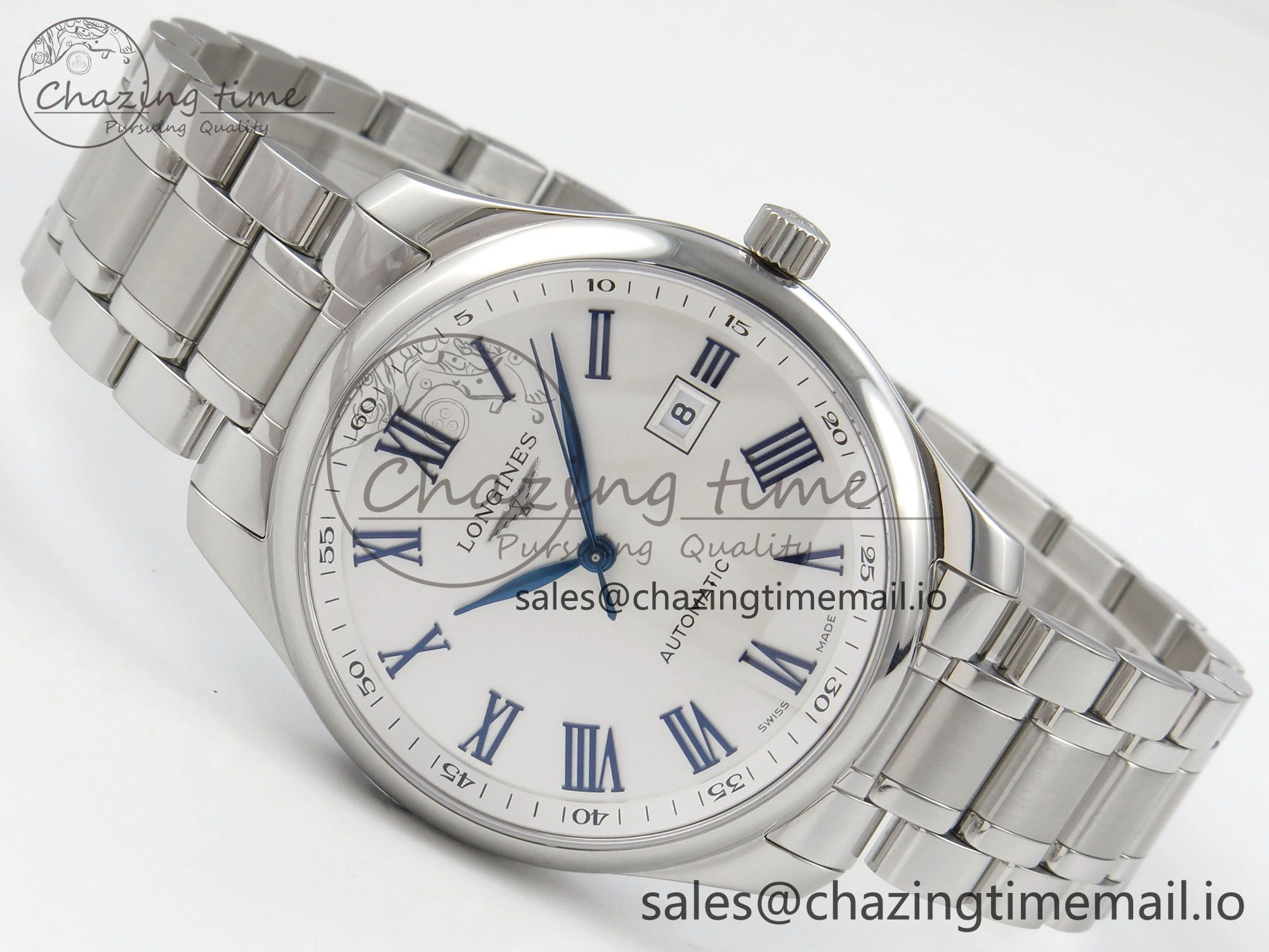 Master Collection 40mm SS AF 1:1 Best Edition White Roman Dial on Stainless steel bracelet A Minimalist 7533