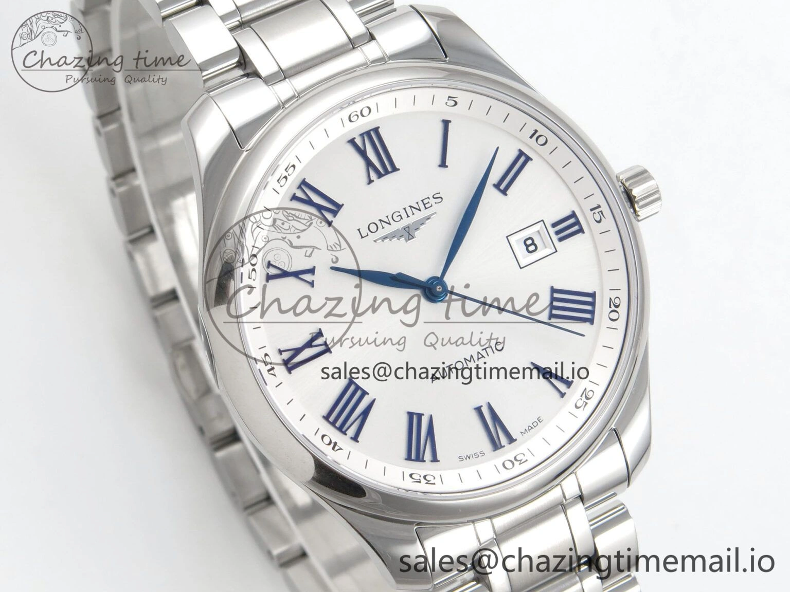 Master Collection 40mm SS AF 1:1 Best Edition White Roman Dial on Stainless steel bracelet A Minimalist 7533