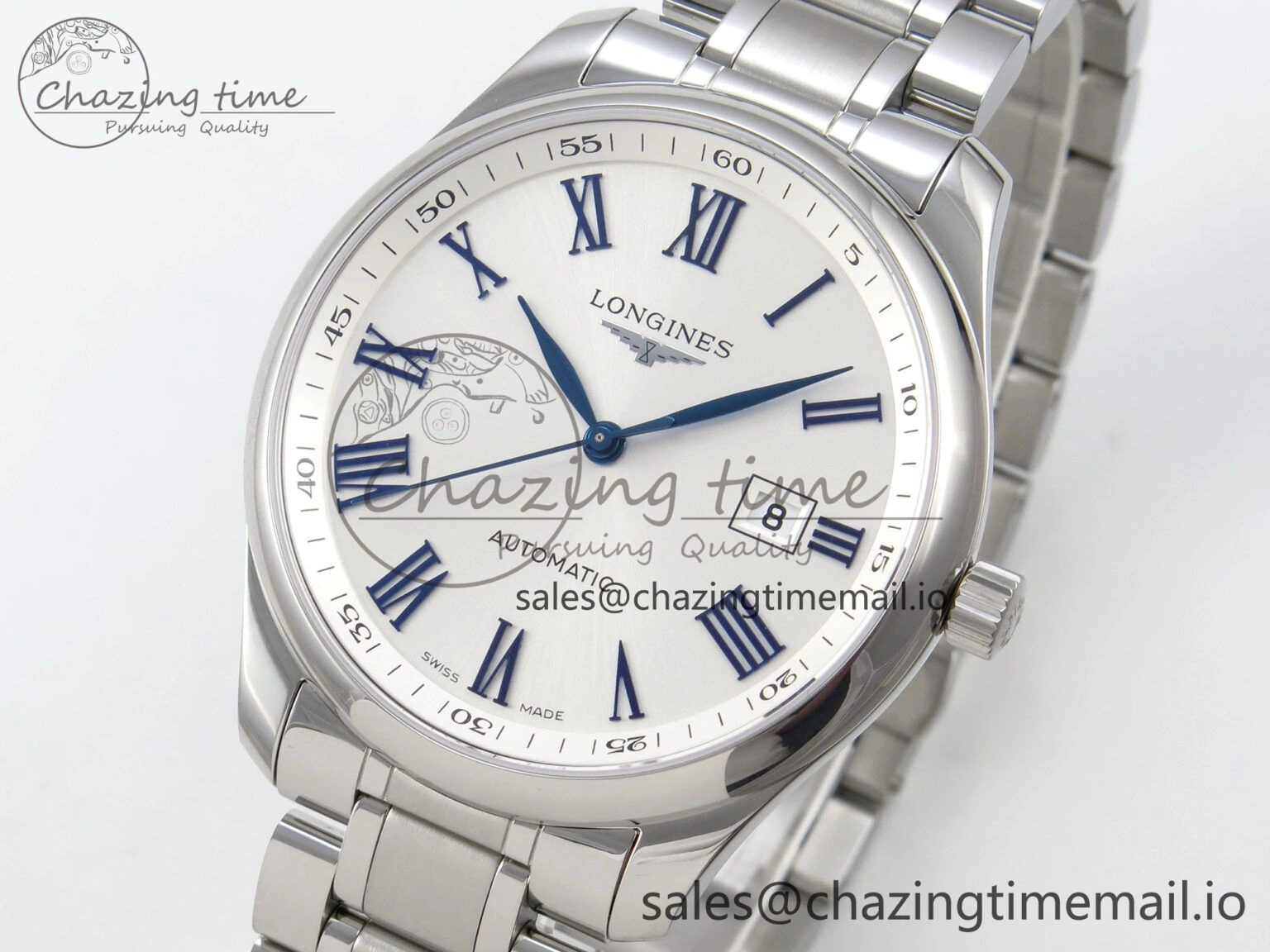 Master Collection 40mm SS AF 1:1 Best Edition White Roman Dial on Stainless steel bracelet A Minimalist 7533