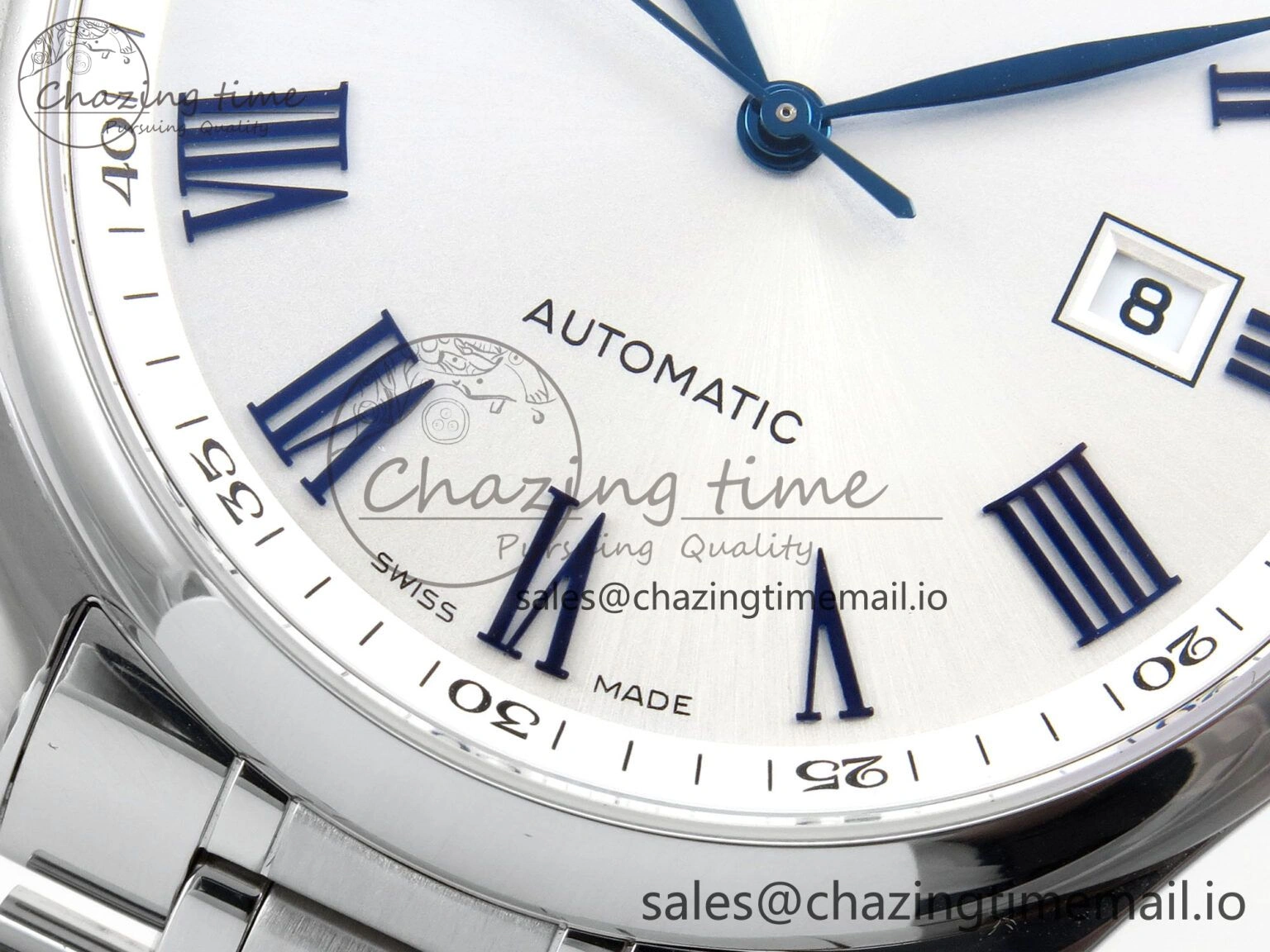 Master Collection 40mm SS AF 1:1 Best Edition White Roman Dial on Stainless steel bracelet A Minimalist 7533