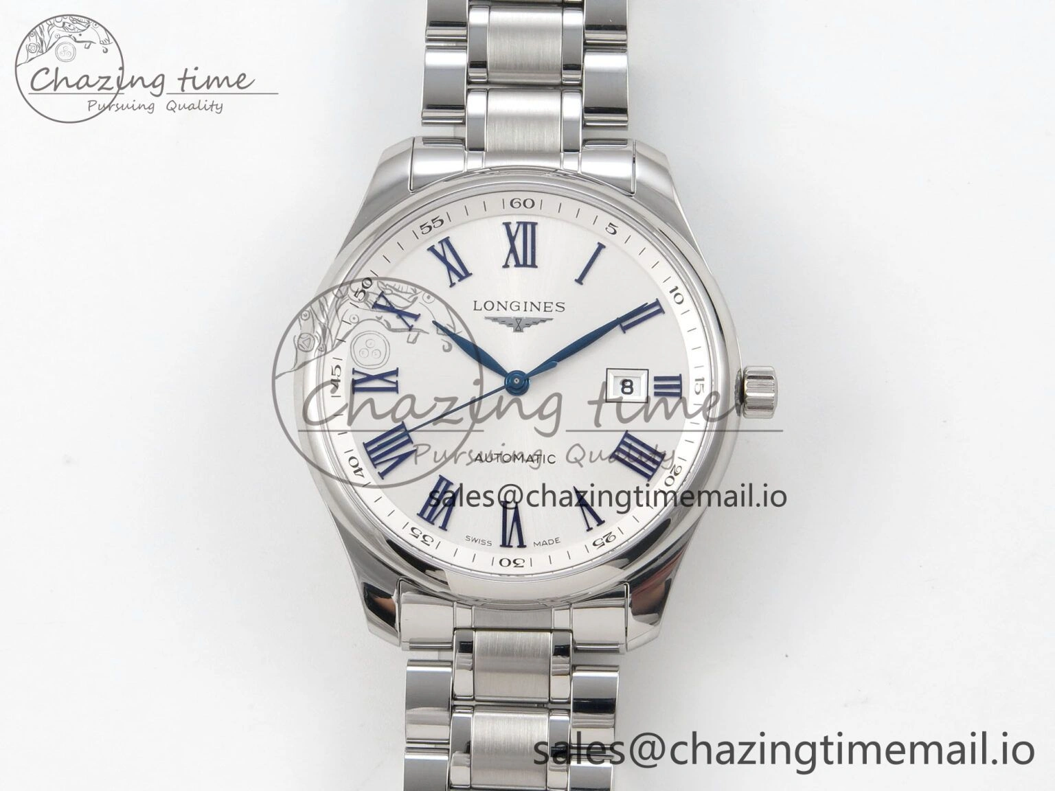 Master Collection 40mm SS AF 1:1 Best Edition White Roman Dial on Stainless steel bracelet A Minimalist 7533