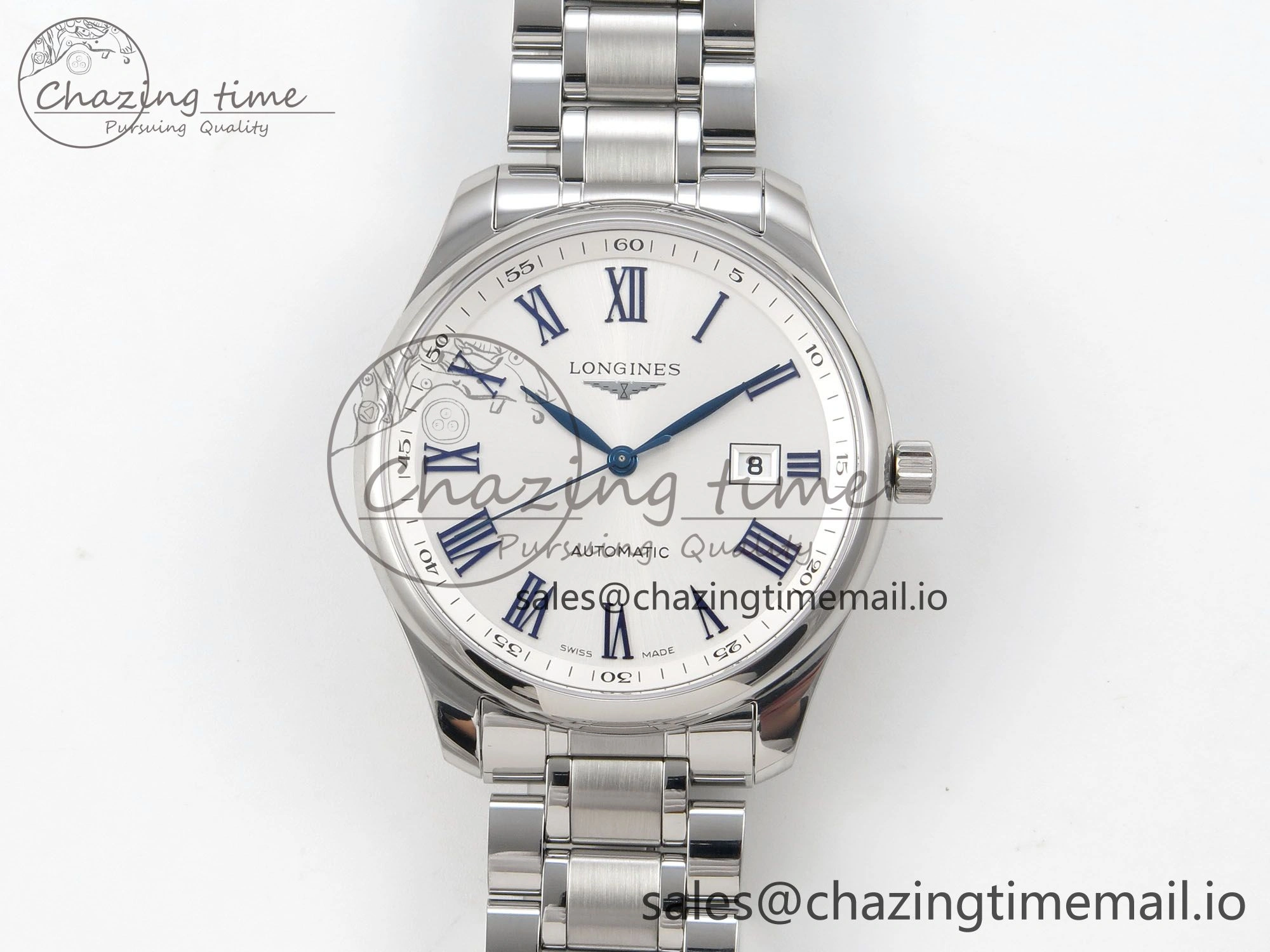 Master Collection 40mm SS AF 1:1 Best Edition White Roman Dial on Stainless steel bracelet A Minimalist 7533