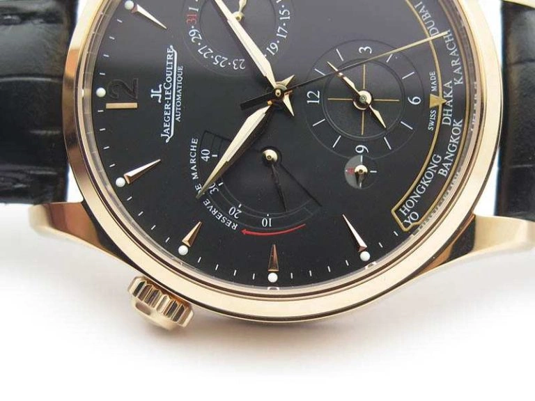 Master Control Power Reserve RG Black Dial On Black Leather Strap A BestValue 7491
