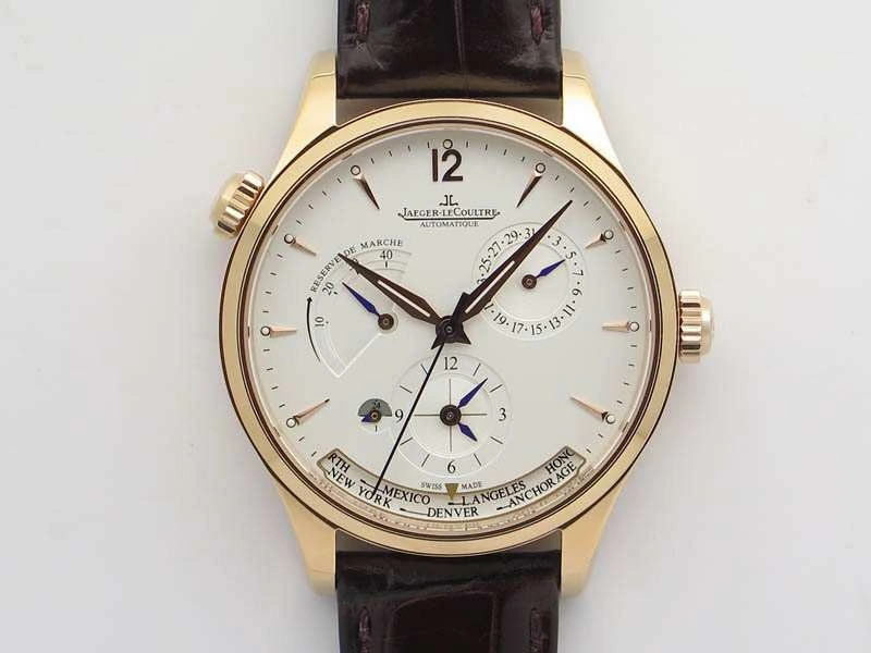 Master Control Power Reserve RG White Dial On Brown Leather Strap A Upgraded 7492