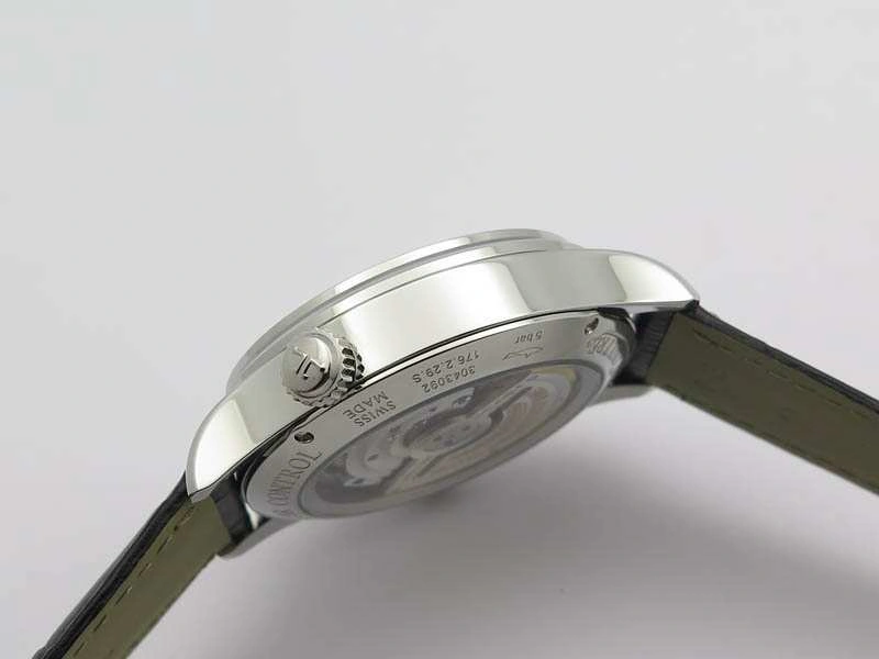 Master Control Power Reserve SS Black Dial On Black Leather Strap A Lightweight 7498
