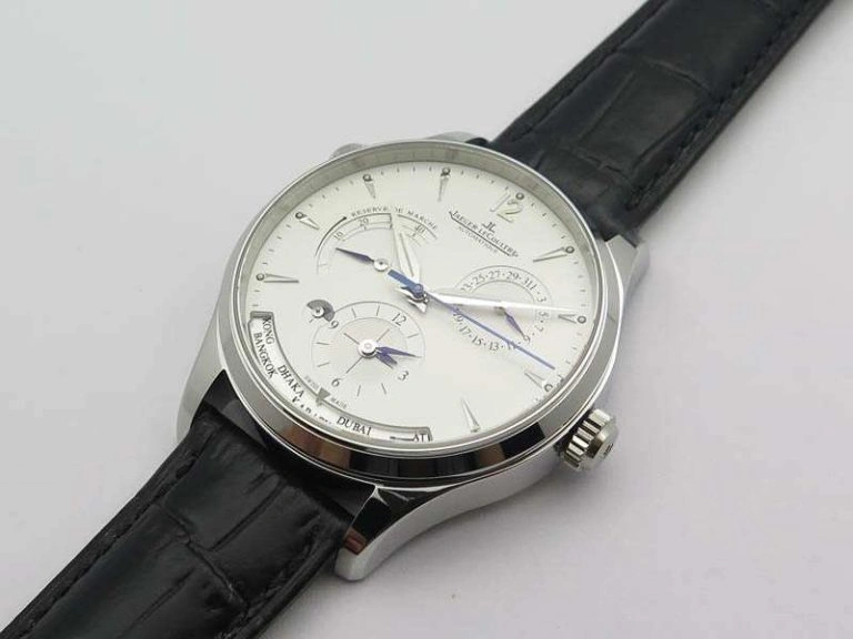 Master Control Power Reserve SS White Dial On Black Leather Strap A Neat 7496