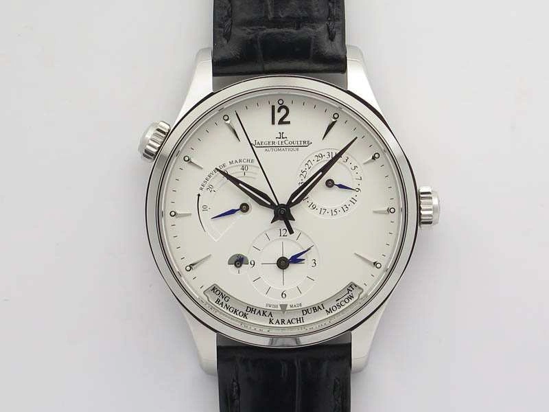 Master Control Power Reserve SS White Dial On Black Leather Strap A Neat 7496