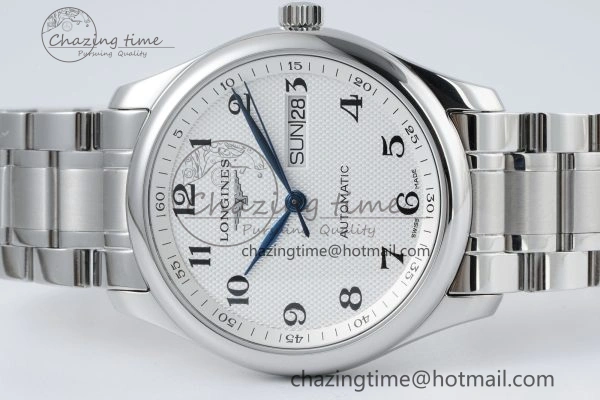 Reliable Master Day Date SS LGF 1:1 Best Edition White Textured Dial on SS Bracelet A2836 V 7550