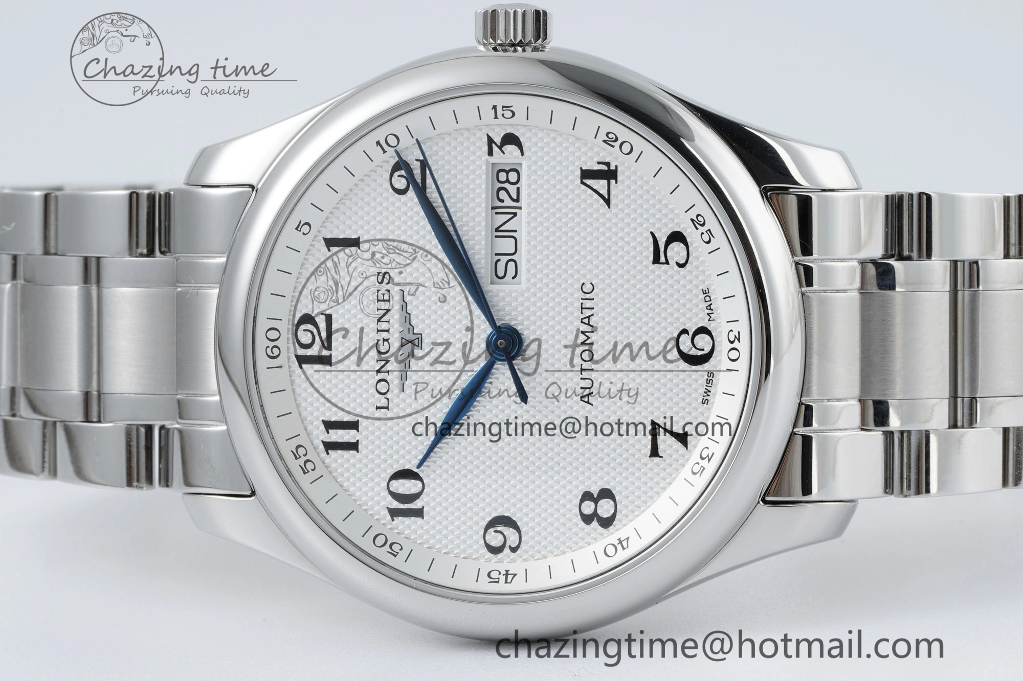 Reliable Master Day Date SS LGF 1:1 Best Edition White Textured Dial on SS Bracelet A2836 V 7550