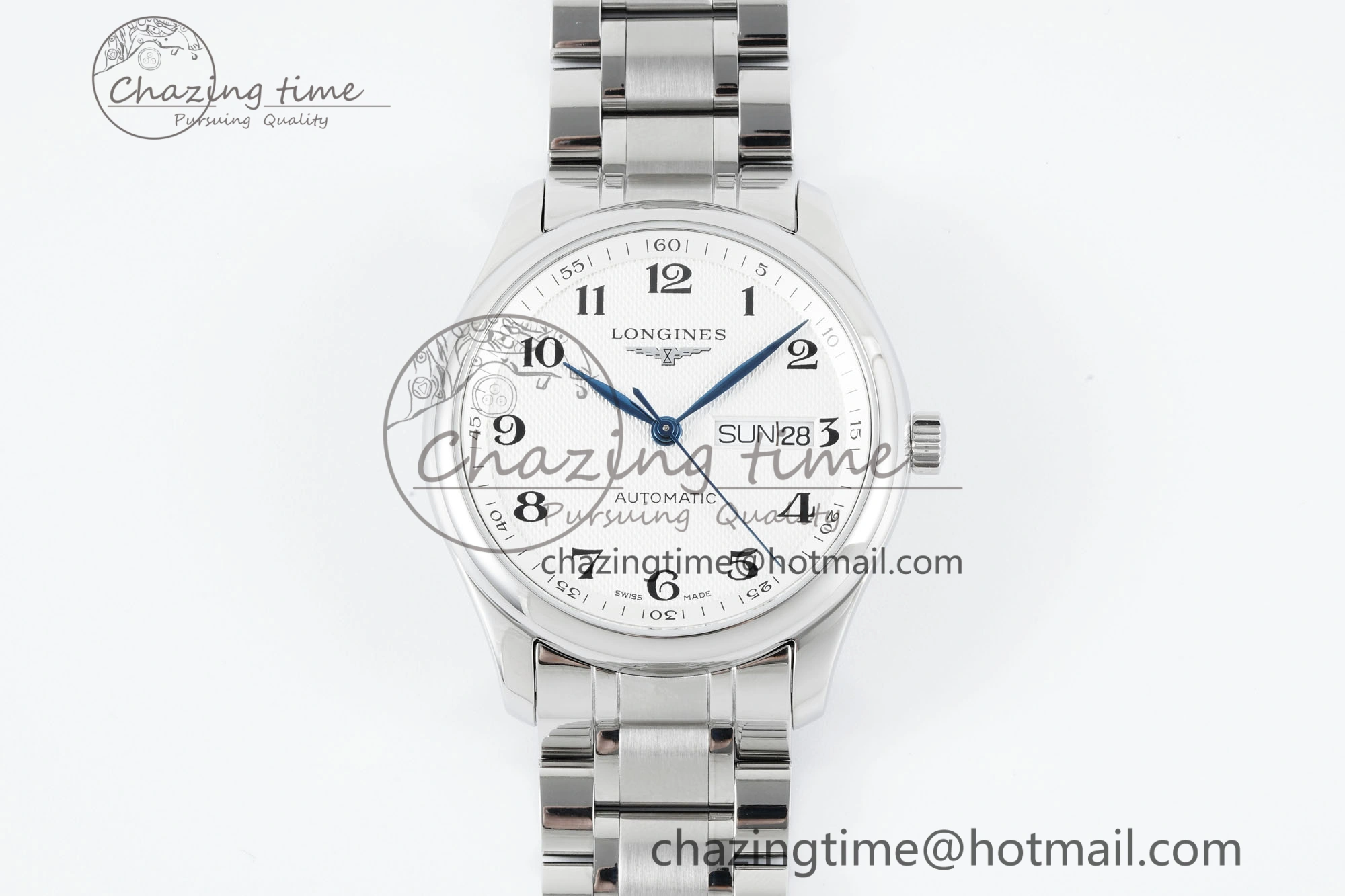 Reliable Master Day Date SS LGF 1:1 Best Edition White Textured Dial on SS Bracelet A2836 V 7550