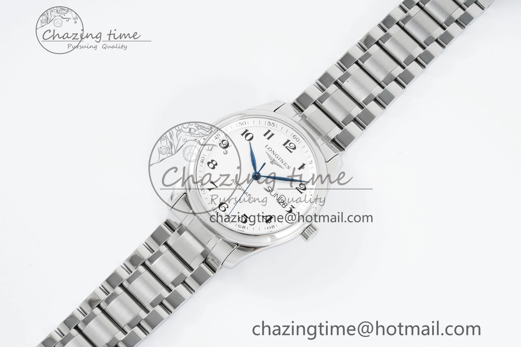 Reliable Master Day Date SS LGF 1:1 Best Edition White Textured Dial on SS Bracelet A2836 V 7550