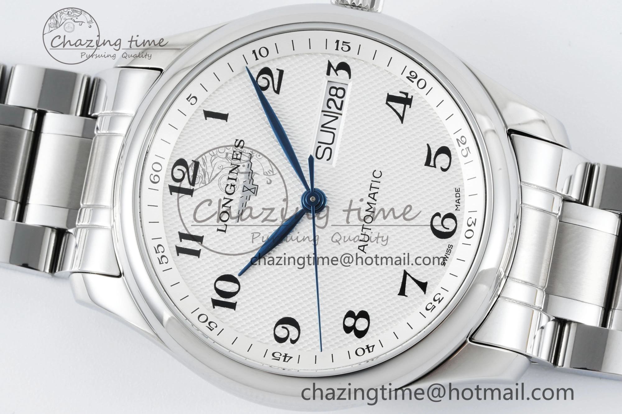 Reliable Master Day Date SS LGF 1:1 Best Edition White Textured Dial on SS Bracelet A2836 V 7550