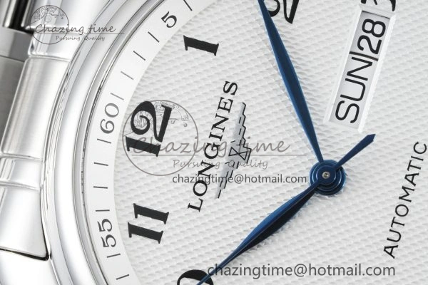 Reliable Master Day Date SS LGF 1:1 Best Edition White Textured Dial on SS Bracelet A2836 V 7550
