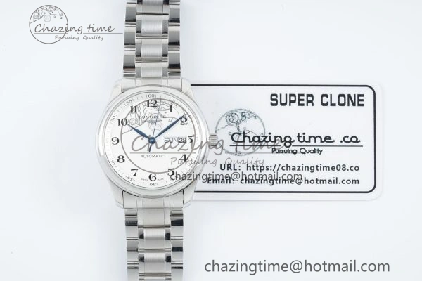 Reliable Master Day Date SS LGF 1:1 Best Edition White Textured Dial on SS Bracelet A2836 V 7550