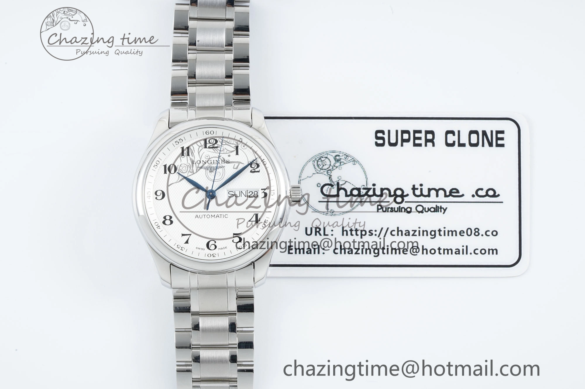 Reliable Master Day Date SS LGF 1:1 Best Edition White Textured Dial on SS Bracelet A2836 V 7550