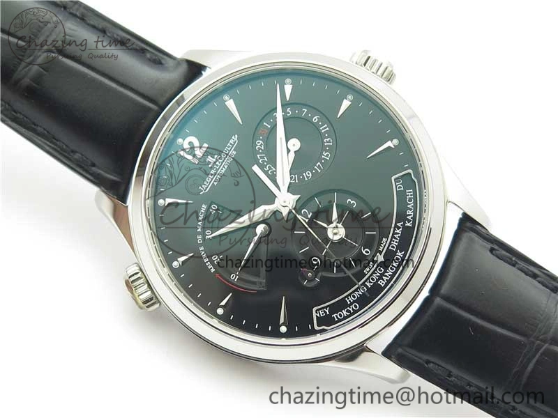 Master Geographic Real PR SS ZF 1:1 Best Edition Black Dial on Black Leather Strap A Lightweight 7454