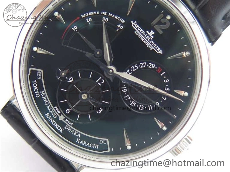 Master Geographic Real PR SS ZF 1:1 Best Edition Black Dial on Black Leather Strap A Lightweight 7454