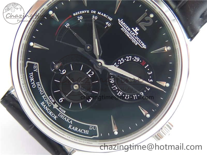 Master Geographic Real PR SS ZF 1:1 Best Edition Black Dial on Black Leather Strap A Lightweight 7454