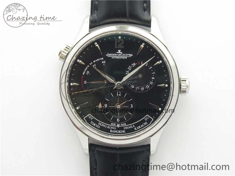 Master Geographic Real PR SS ZF 1:1 Best Edition Black Dial on Black Leather Strap A Lightweight 7454