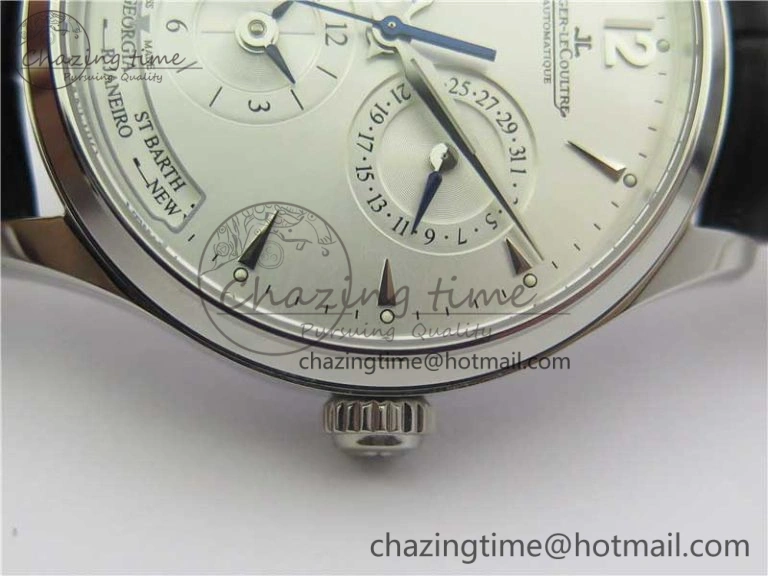 Master Geographic Real PR SS ZF 1:1 Best Edition White Dial on Black Leather Strap A Fashionable 7456
